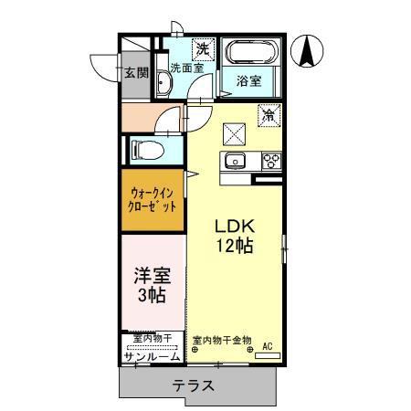 チェレステ A(1LDK/1階)の間取り写真