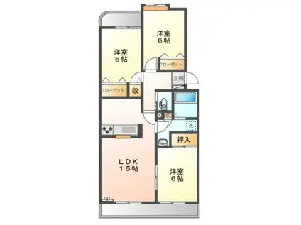 グランドール・ノヴァ(3LDK/2階)の間取り写真