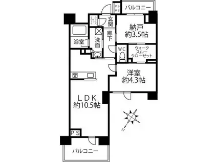 クリオラベルヴィ横濱サウス(1LDK/11階)の間取り写真