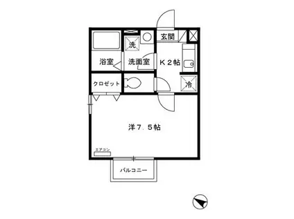 グリシーヌ上高田(1K/2階)の間取り写真