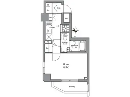 ラグジュアリーアパートメント白金(1K/5階)の間取り写真