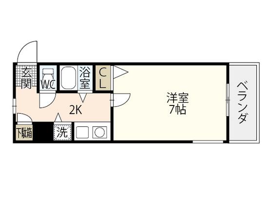 第6野地ビル(1K/4階)の間取り写真