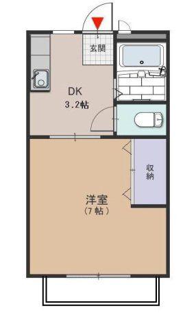 天美参番館(1K/2階)の間取り写真