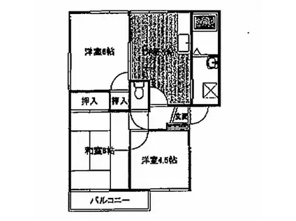 バンブーアルカディア F棟(3DK/2階)の間取り写真