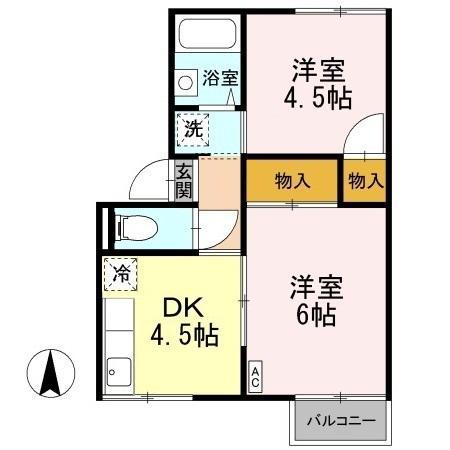 プレジール22(2K/2階)の間取り写真