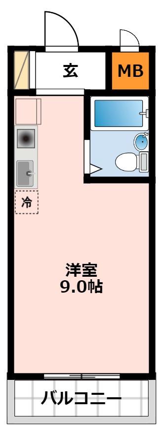 グリーンハイツ(ワンルーム/1階)の間取り写真