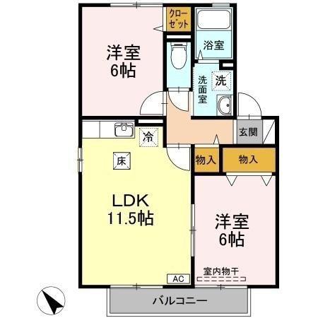 VERDE(2LDK/1階)の間取り写真