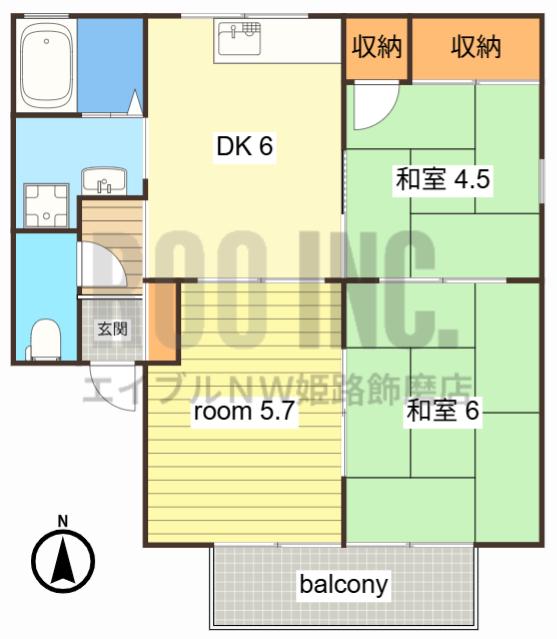 ブルースカイ山本II(3DK/1階)の間取り写真