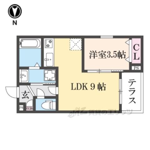 シエーナ川西美園(1LDK/1階)の間取り写真