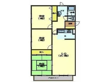 マンションウインズ(3LDK/3階)の間取り写真