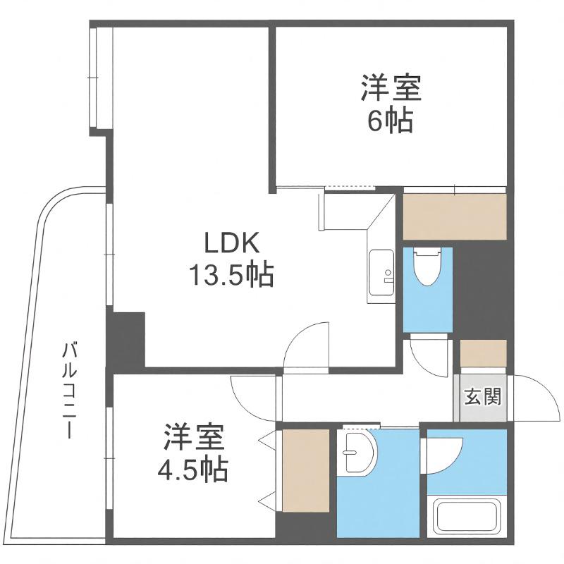 真駒内ガーデンハウス(2LDK/2階)の間取り写真
