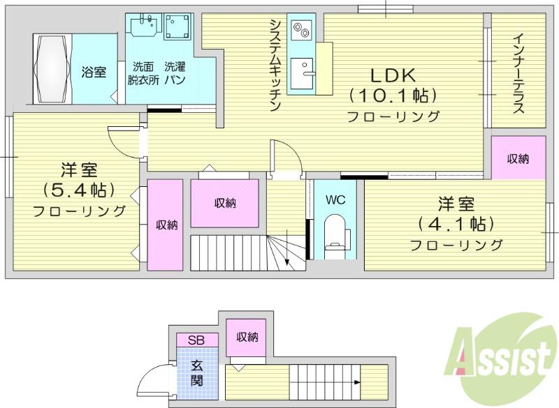 ソレイユⅡ(2LDK/2階)の間取り写真