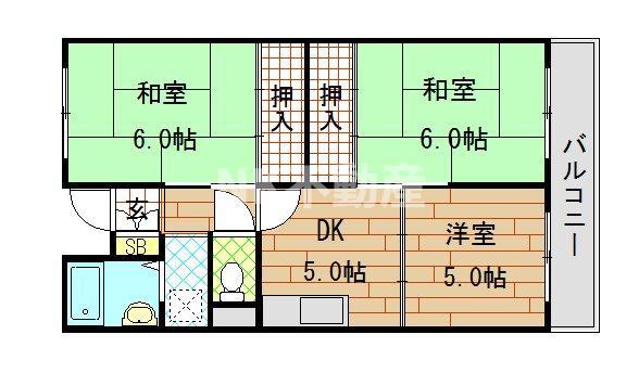 ガーデンハウス(3DK/2階)の間取り写真