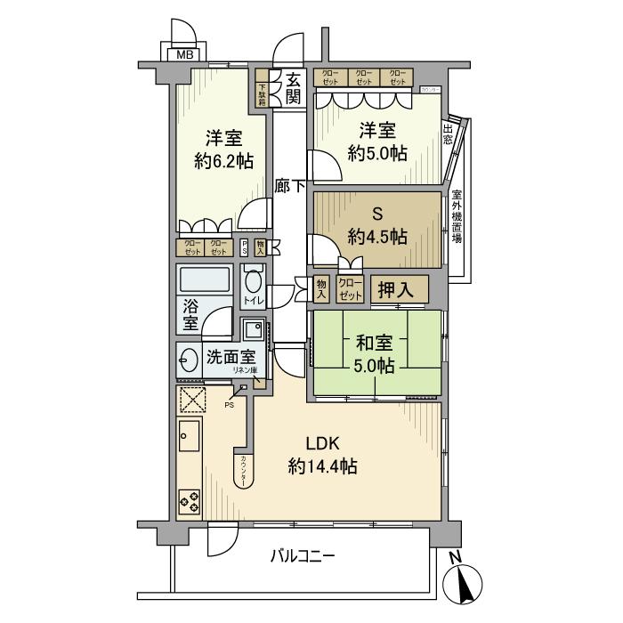 サンクレイドル日野(3SLDK/2階)の間取り写真