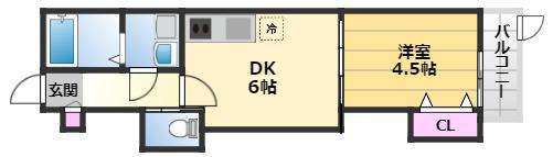 TKアンバーコート羽衣2(1DK/2階)の間取り写真