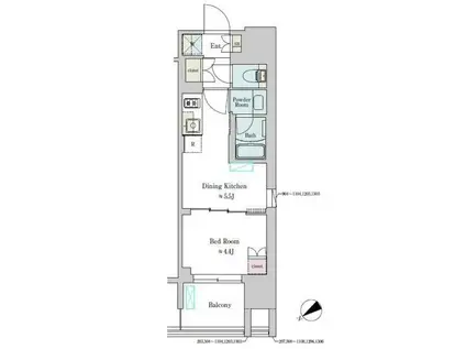 ブリリアイスト大井町(1DK/11階)の間取り写真