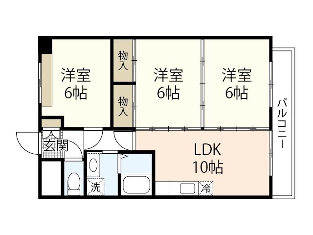 ドミール庚午北(3LDK/1階)の間取り写真