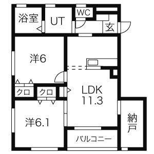 アン・フレメゾン(2SLDK/1階)の間取り写真