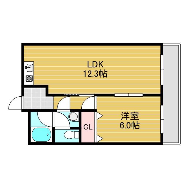 ミスターK上新庄(1LDK/2階)の間取り写真