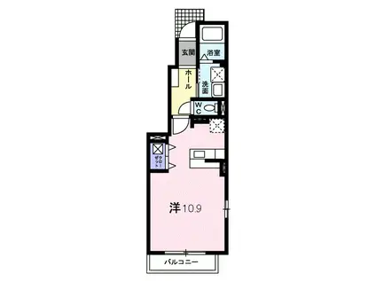 グラース・アンジュ(ワンルーム/1階)の間取り写真