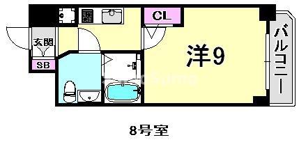 S-RESIDENCE神戸磯上通(1K/13階)の間取り写真