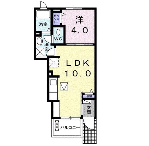 ユニゾンF(1LDK/1階)の間取り写真