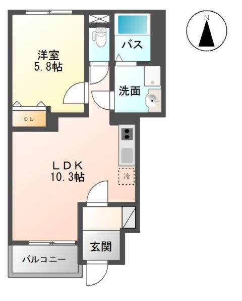 カーサ みらい(1LDK/1階)の間取り写真