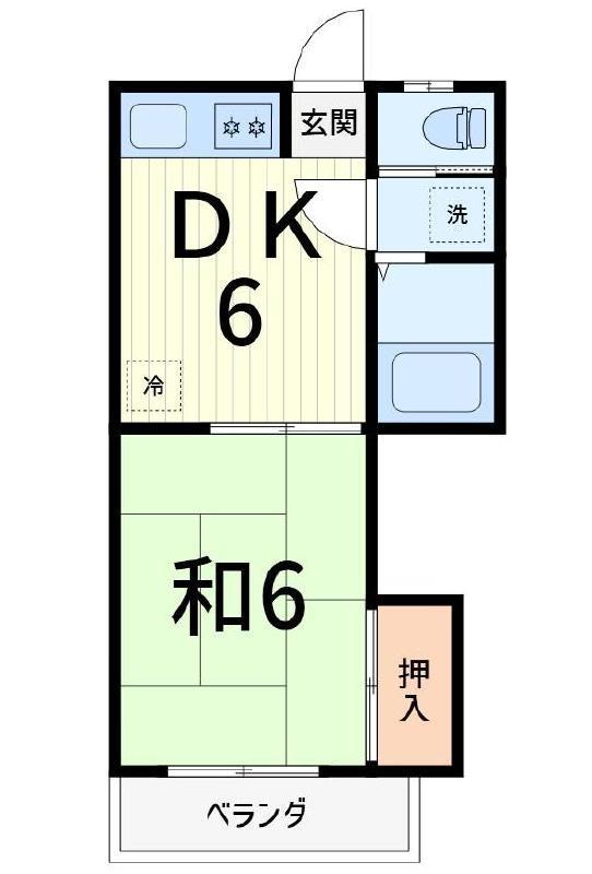 キャステール藤美II(1DK/2階)の間取り写真