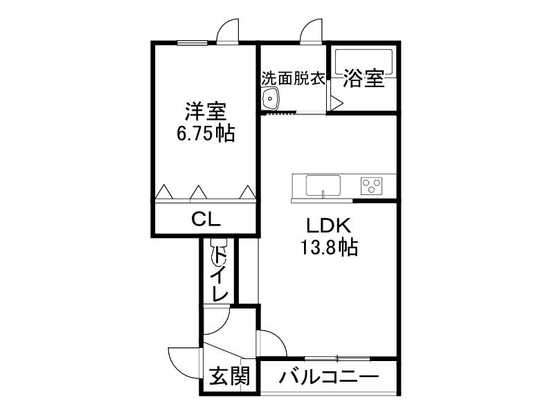 テトラド(1LDK/2階)の間取り写真