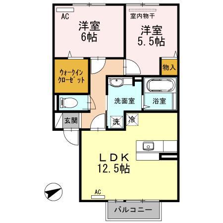 サン・ブランドール(2LDK/2階)の間取り写真