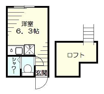 根岸ルフトハンザ(ワンルーム/2階)の間取り写真
