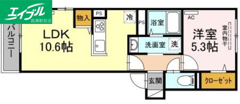 ルナVI(1LDK/2階)の間取り写真