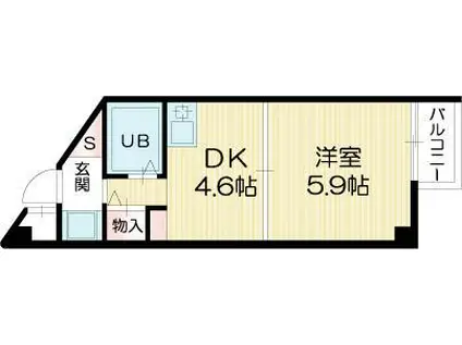 加古川ヤングパレス(1DK/3階)の間取り写真