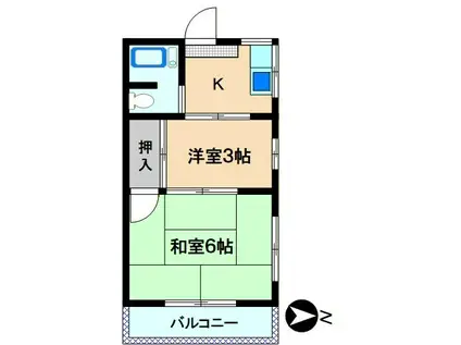 旭荘(2K/2階)の間取り写真