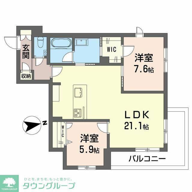 メリア調布(2LDK/3階)の間取り写真