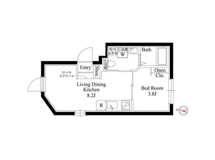 CASA GRAZIE 西大島(1LDK/1階)の間取り写真