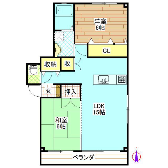 GFB-E棟(2LDK/1階)の間取り写真