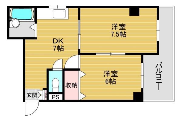プロモントワール(2DK/2階)の間取り写真