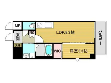 エセリアル喜連瓜破(1LDK/8階)の間取り写真