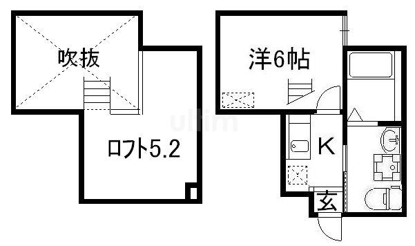 ウエスト9ミラーⅠ号館(1K/1階)の間取り写真