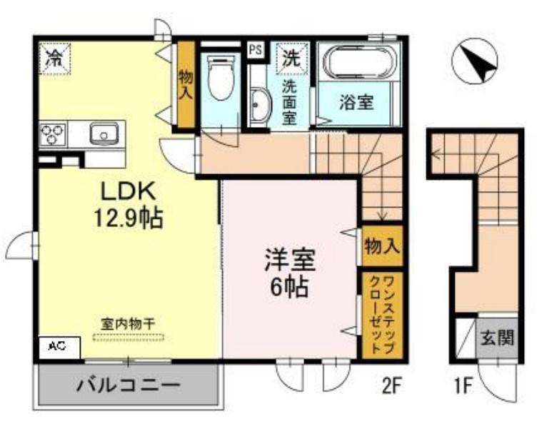ユウハイツGII(1LDK/2階)の間取り写真