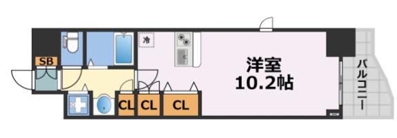プレサンス本町プライム(ワンルーム/13階)の間取り写真