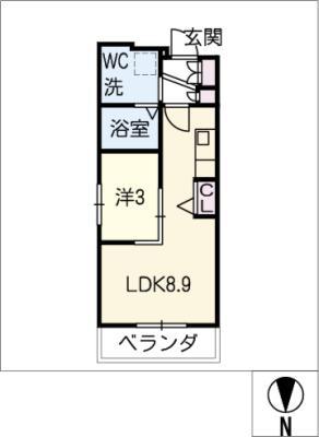 SOLEIL御器所(1LDK/3階)の間取り写真