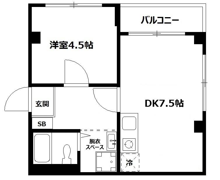 オーティービル(1DK/3階)の間取り写真