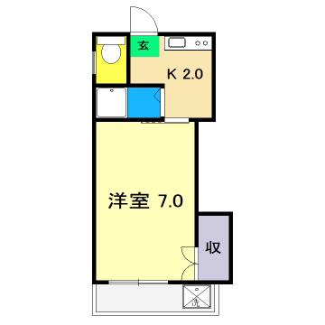 コーポ164(1K/2階)の間取り写真