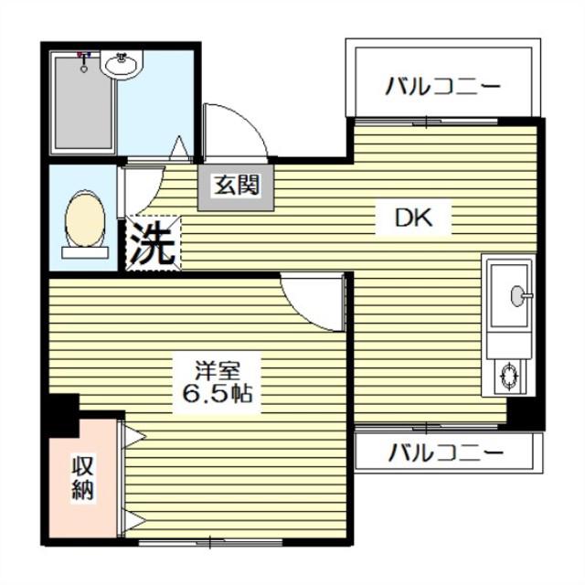 カーサ小原(1K/2階)の間取り写真