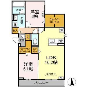 グラシオン(2LDK/3階)の間取り写真