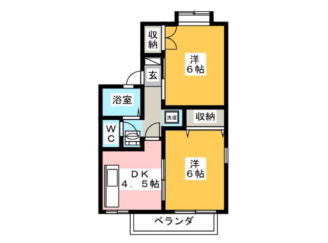 フランドール(2DK/2階)の間取り写真