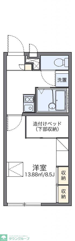 レオパレス殿山(1K/1階)の間取り写真