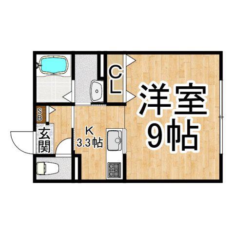 南大通AP(1K/1階)の間取り写真